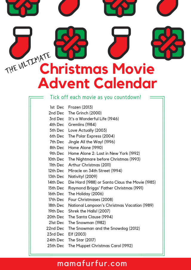 The Ultimate Christmas Movie Advent Calendar Mamafurfur